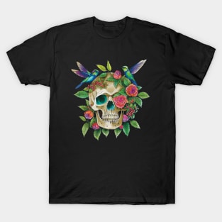 Skull with birds art T-Shirt